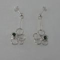 Reticulated silver and emerald earrings