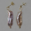  9ct and pink baroque pearl earring