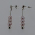 Pink pearl silver earrings
