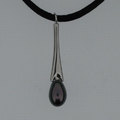 Black pearl and silver necklace