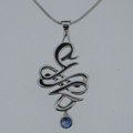 Silver sapphire Celtic necklace