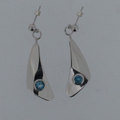 Silver blue topaz reflective earrings