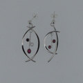 Ruby diamond earrings mounted in 9ct white gold