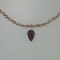 Pink sapphire and cultured pearl necklace