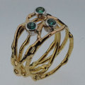 Emerald gold birds nest ring