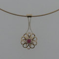 9ct yellow gold and pink sapphire necklace