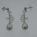 Cultured pearl and white gold earrings