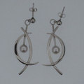 Cultured pearl and silver earrings