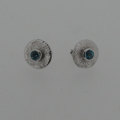 Textured silver blue topaz earrings