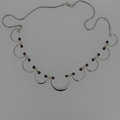 Sterling Silver cultured pearl and garnet bead necklace