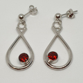 Garnet and silver drop earrings