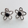 Sapphire silver flower earrings