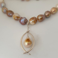  Pearl Necklace with silver detachable pendant