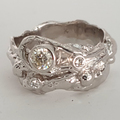 Bespoke heavy 9ct diamond textured ring