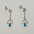 Silver turquoise dropper earrings