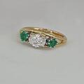 18ct split band emerald and diamond engagement ring