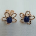 Blue sodalite flower stud earrings