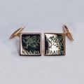 Yellow gold champleve enamelled cufflinks