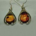 Silver amber earrings