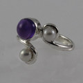 Amethyst and pearl ring
