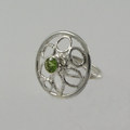 Peridot textured silver ring