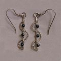 Silver black cultured pear earrings