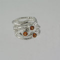 Birds nest silver ring with sapphires