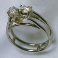 Unusual linear white gold diamond ring