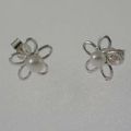 Cultured Pearl and Silver flower earrings