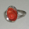 Silver and Coral Refective Ring