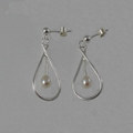 Silver cultured pearl halter earrings