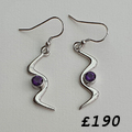Silver amethyst wave earrings