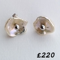 Keshi cultured pearl white gold earrings