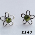 Silver peridot flower earrings