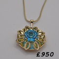 Swiss blue topaz and 9ct yellow gold necklace