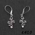 Celtic influence 9ct white gold dropper earrings