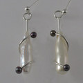 Silver and cultured baroque pearl earring