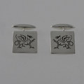 Silver cufflinks with inset Welsh Dragon emblem
