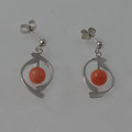 Coral silver earrings